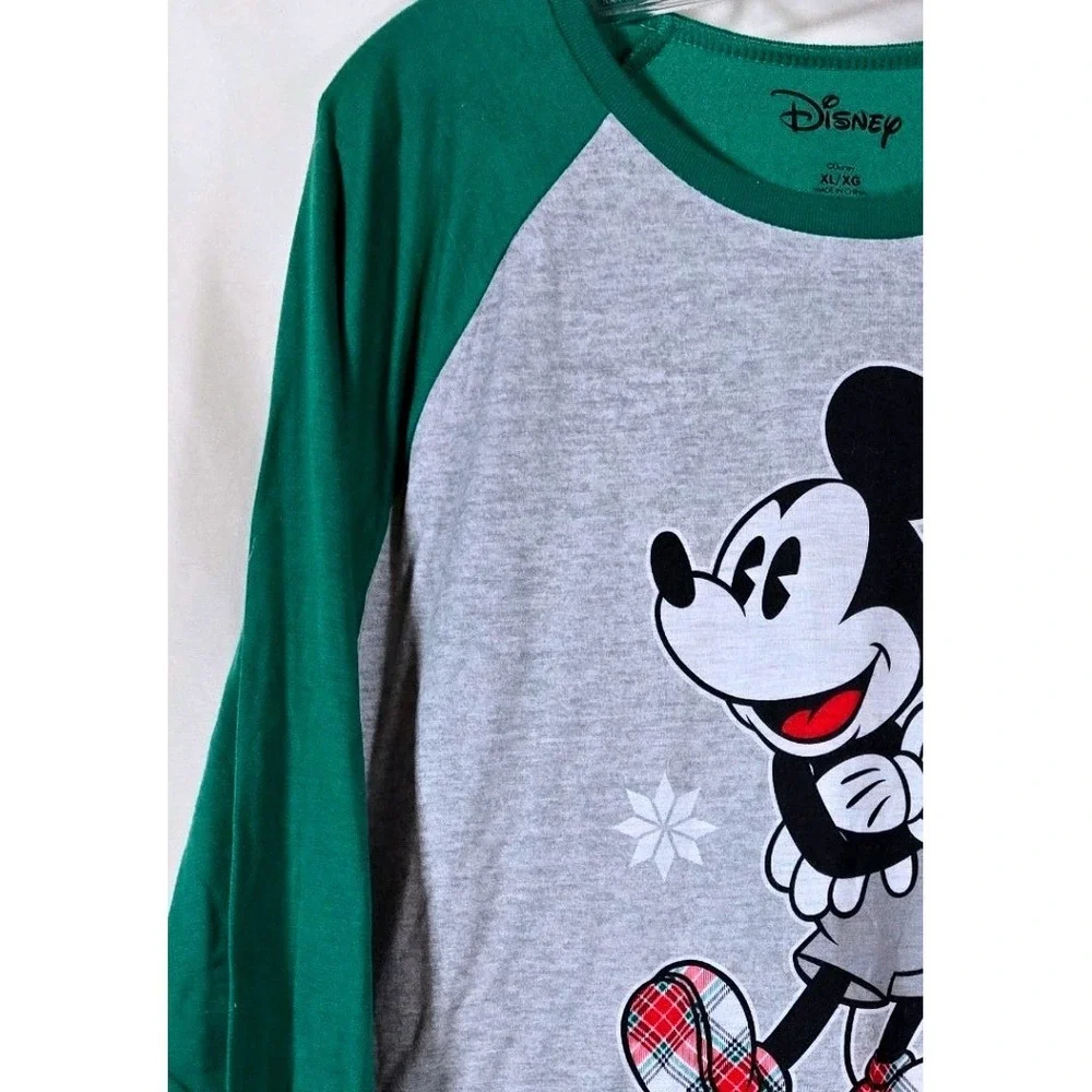 Disney‎ Mickey Mouse Christmas Pajamas Set Long Sleeve Fleece Pants Women XL